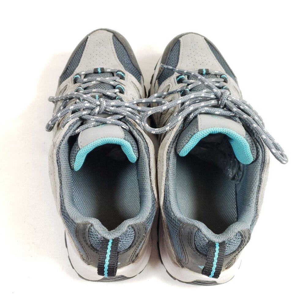 Columbia Womens Size 9 Hiking Trail Shoes Gray Suede Blue Mesh Lightweight - Picture 7 of 9